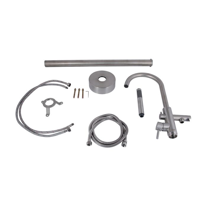 Смеситель для ванны Lidz Aria 004 напольный (с душевым гарнитуром) (k35) LDARI004NKS46099 Nickel