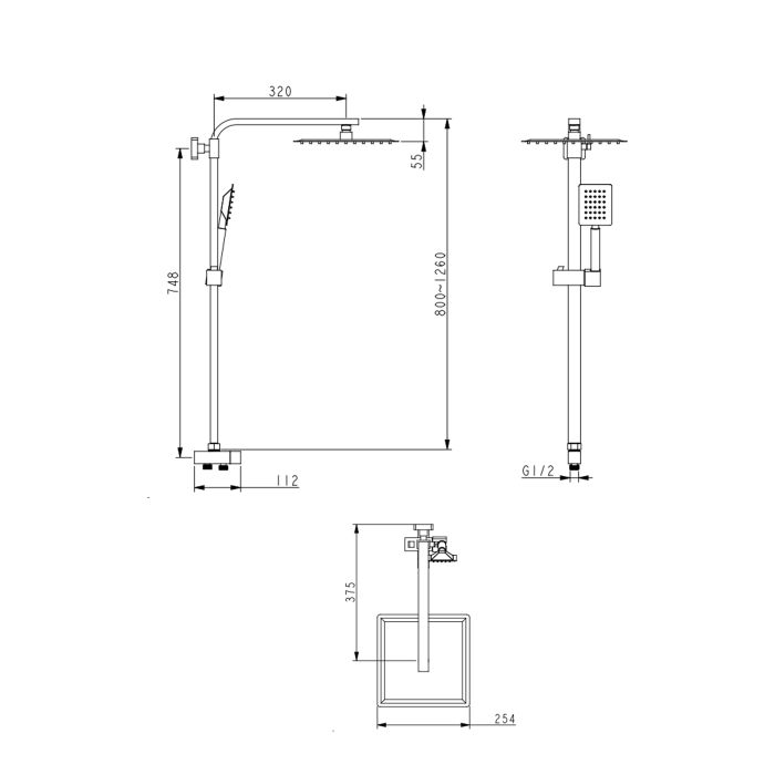 Душевая стойка универсальная Lidz Kubis 1120 на два потребителя LDKUB1120NKS46111 Nickel