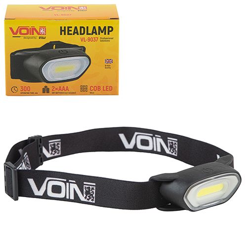 Фонарь налобный VOIN VL-9037, LED COB 80Lm/2xAAA (не в комплекте) (VL-9037)