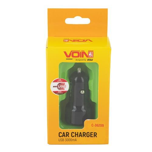 Автомобільний зарядний пристрій VOIN C-36209, 1USB (12/24V - 5V 3,0A) (C-36209)