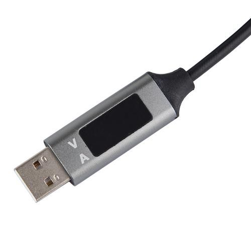 Кабель VOIN CC-3201C GY, USB-Type C 3А, 1m, grey с дисплеем (CC-3201C GY)