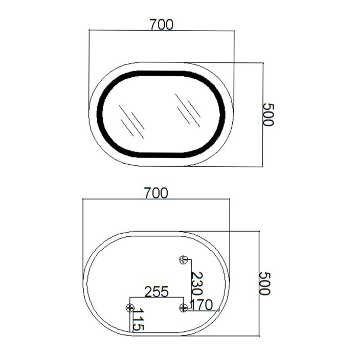 Зеркало Qtap Gemini 500х700 с LED-подсветкой Touch, с антизапотеванием, с димером, рег.