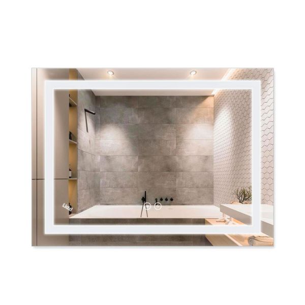 Зеркало Lidz Kubis 600х800 с LED-подсветкой Touch, с антизапотеванием, с димером, рег. яркости Reverse LD78LF9048060