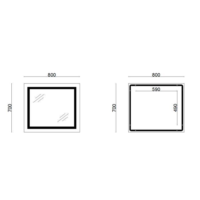 Зеркало Lidz Kubis 700х800 с LED-подсветкой Touch, с антизапотеванием, с димером, рег. яркости Reverse LD78LF9048070