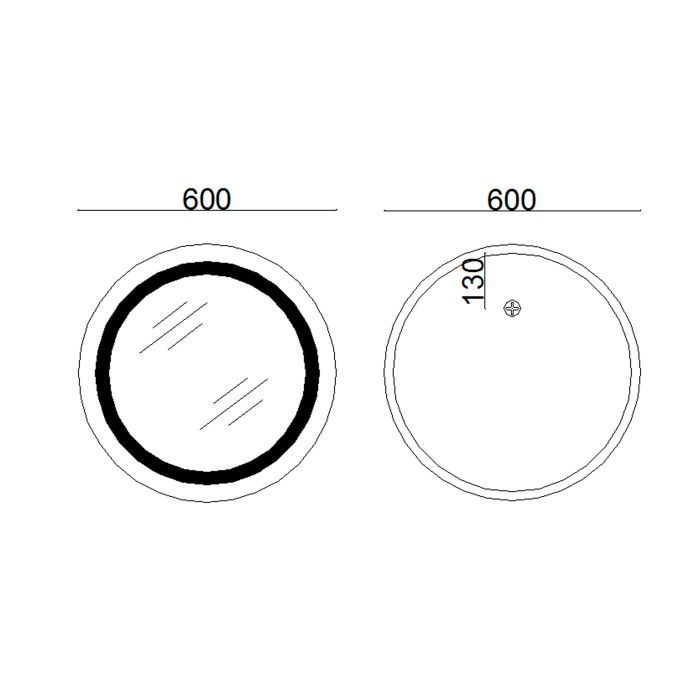 Зеркало Lidz Aria R600 с LED-подсветкой Touch, с антизапотеванием, с димером, рег. яркости LD78LR600