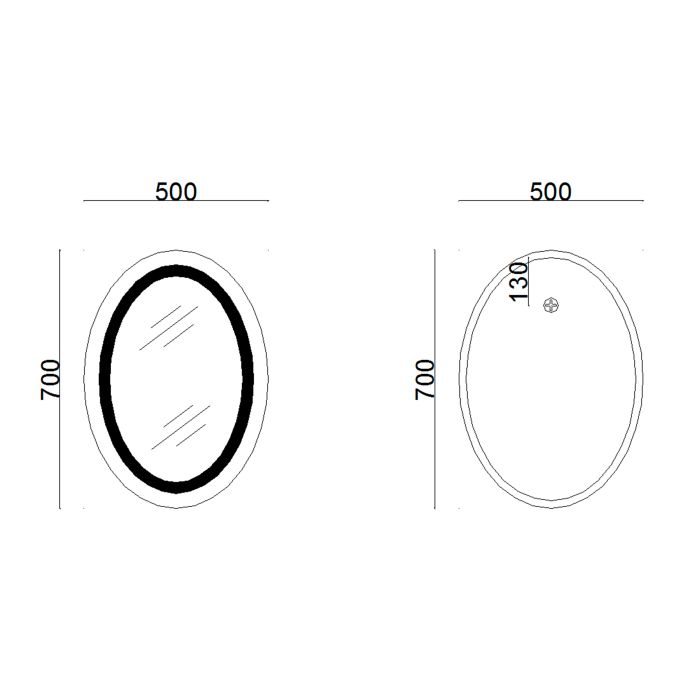 Зеркало Lidz Vida 700х500 с LED-подсветкой Touch, с антизапотеванием, с димером, рег. яркости LD78LF5070