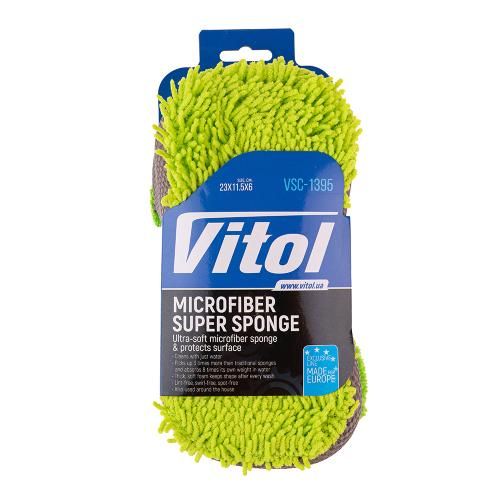 Губка для мытья авто микрофибра VSC-1395 23*11,5*6 cm (VSC-1395)