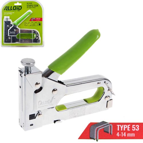 Степлер строительный для скоб 4-14мм + 200скоб 8мм (хром) Alloid (SG-41402)