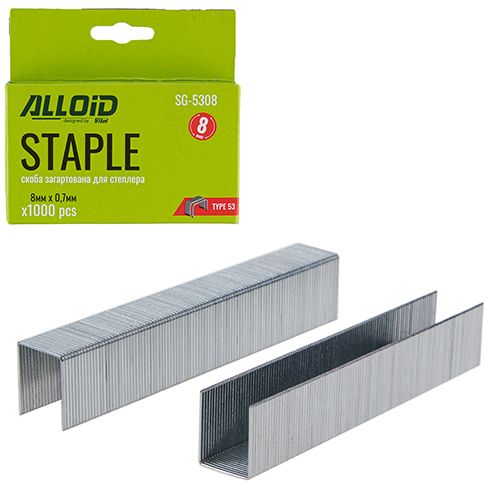 Скоба закаленная для строительного степлера 8мм х 0,7 мм, тип 53 (1000 шт.) Alloid (SG-5308)