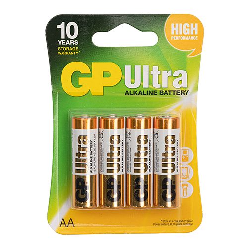 Батарейка GP ULTRA ALKALINE 1.5V 15AU-U4 щелочная, LR6, АА (4891199027598)