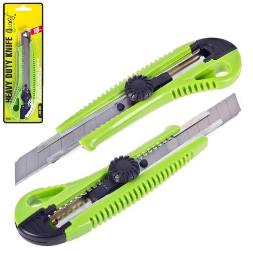 Нож пластиковый с винтовым фиксатором с выдвижным сегментом лезвием 18мм Alloid