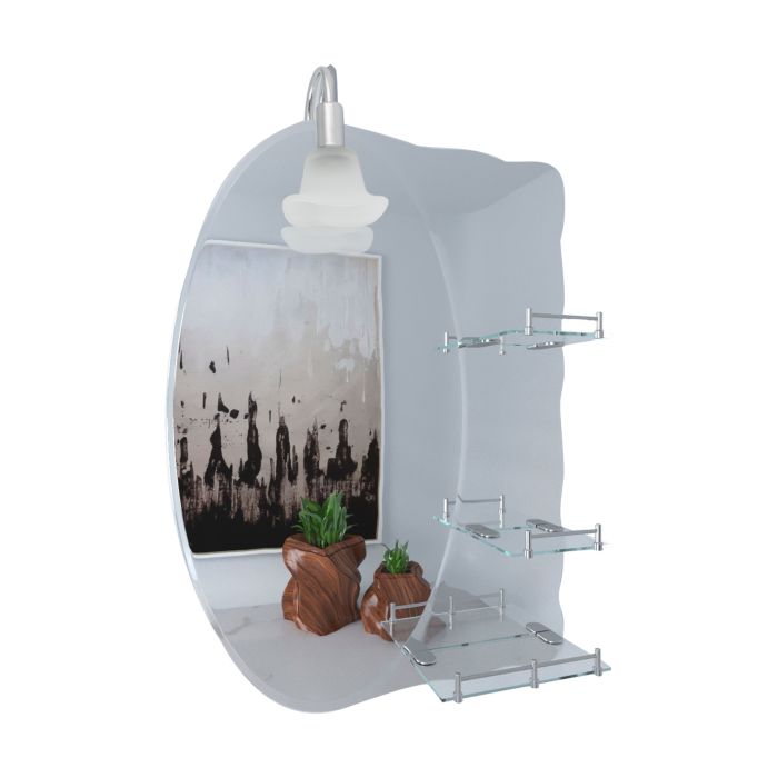Зеркало Lidz Sofi 480х675х100 настенное с 3-мя полками асимметричное LD78SO4867