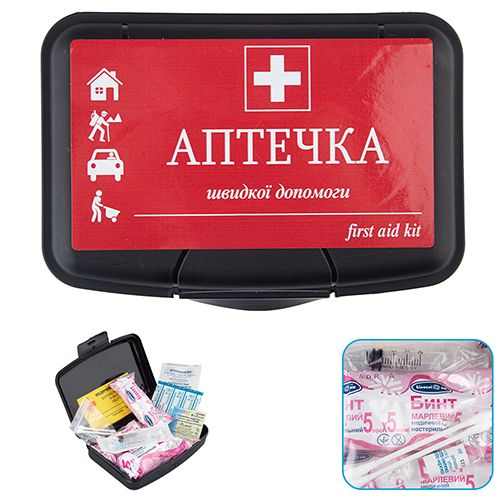 Аптечка медицинская автомобильная (07-276-B), 15ед. 19шт пластиковый футляр (07-276-D)