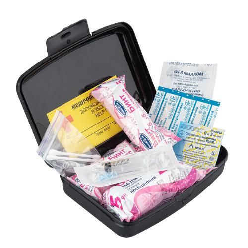 Аптечка медицинская автомобильная (07-276-B), 15ед. 19шт пластиковый футляр (07-276-D)