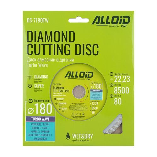Диск алмазный отрезной Turbo Wave 180 мм Alloid (DS-7180TW)