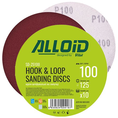 Круг шлифовальный на липучке 125 мм, зерно 100 (10 шт.) Alloid (SD-25100)