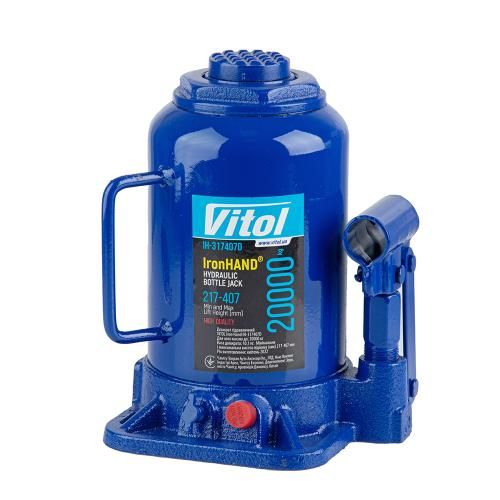 Домкрат гидравлический телескоп 20 т картон. Высота подъема  217-407 мм 9,7кг Iron Hand (IH-317407D) (IH-317407D PROMO)