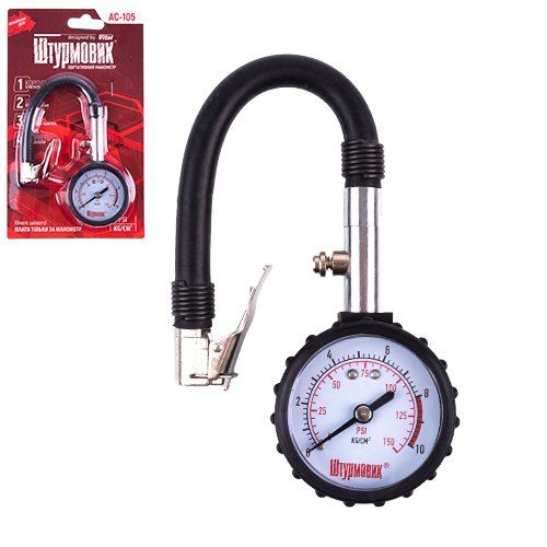 Манометр Штурмовик/AC-105/PSI-KG/CM/0~10/клипса (AC-105)