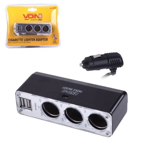 Удлинитель прикуривателя 3+2USB проволока/предотвращение SC-3036 (SC-3036)