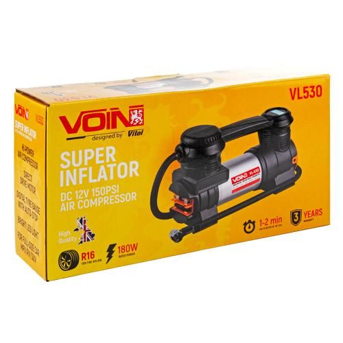 Компрессор автомобильный "VOIN" VL-530 150psi/15A/40л/Автостоп/прикуриватель/фонарь (VL-530)