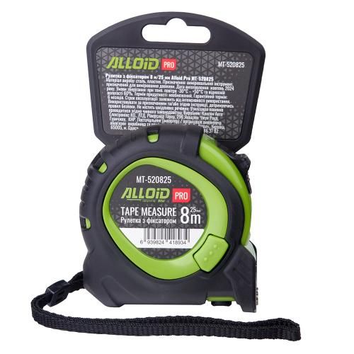 Alloid Pro. Рулетка з фіксатором  8 м/25 мм, MT-520825