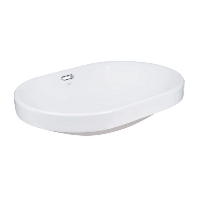 Комплект Qtap Leo: Врезная раковина овальная 590x400x170 мм White + Донный клапан PU02O