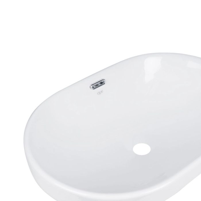 Комплект Qtap Leo: Врезная раковина овальная 590x400x170 мм White + Донный клапан PU02O