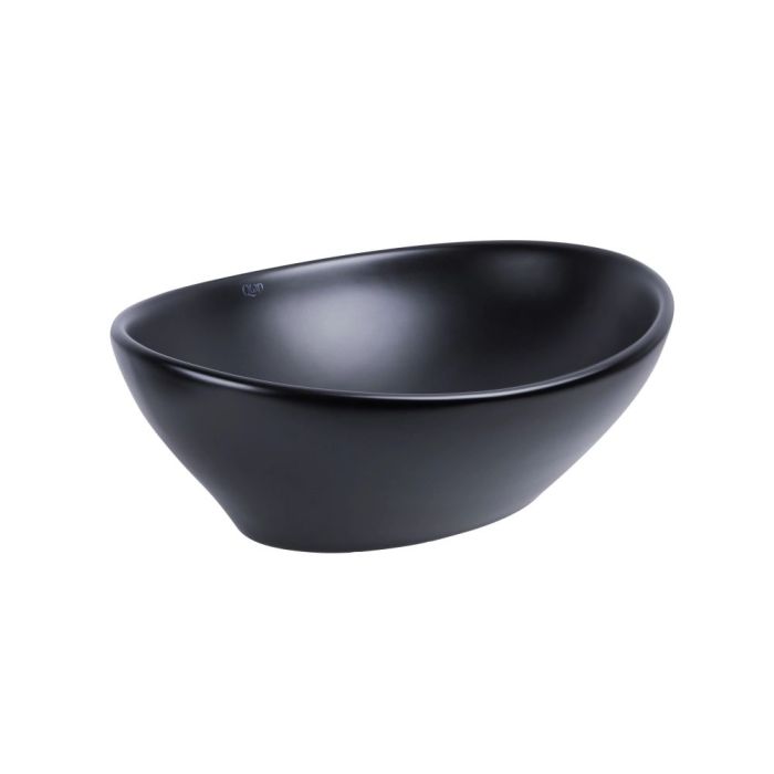 Комплект Qtap Dove: Раковина накладная овальная 410x335x145 мм Matt Black + Донный клапан PU03