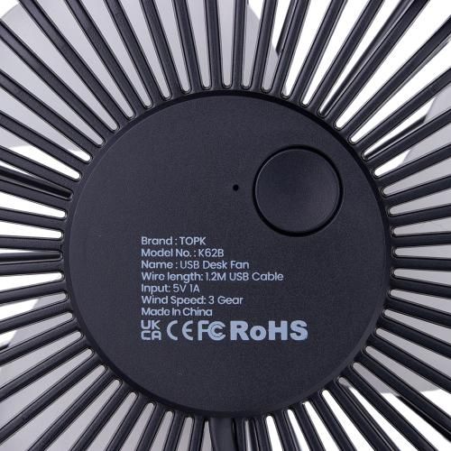 Вентилятор TOPK на кліпсі, USB 3 швидкості