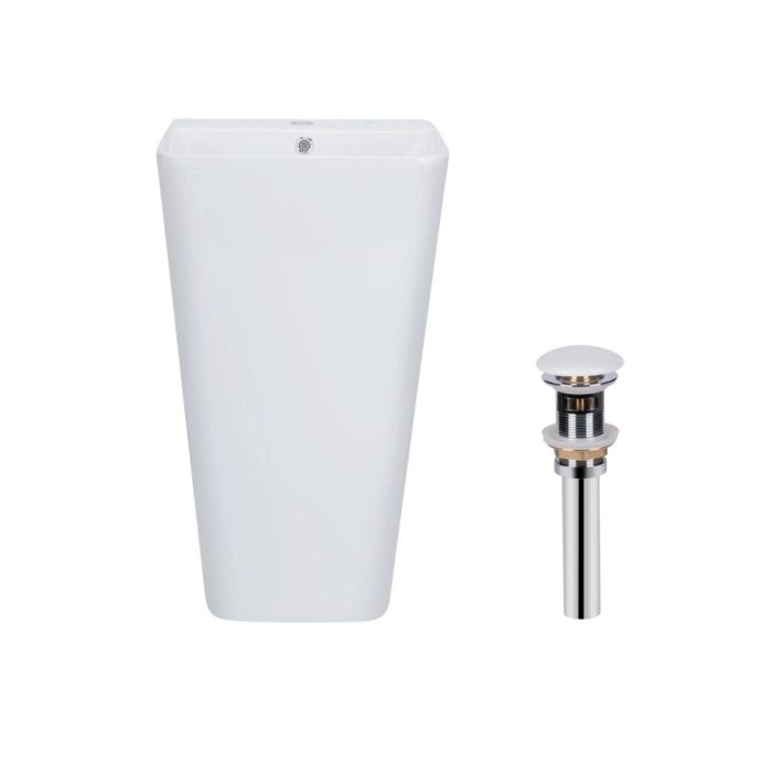 Комплект Qtap Tern: Раковина напольная моноблок 440х380х830 мм White + Донный клапан PU02O
