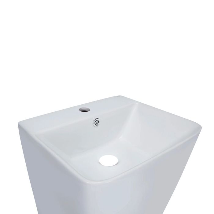 Комплект Qtap Tern: Раковина напольная моноблок 440х380х830 мм White + Донный клапан PU02O