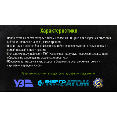 Бур по бетону SDS-plus S4 12x310мм Alloid