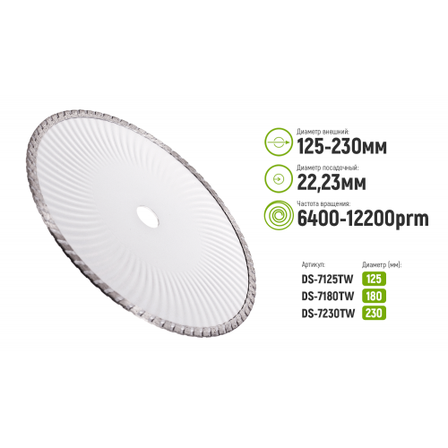 Диск алмазный отрезной Turbo Wave 180 мм Alloid (DS-7180TW)