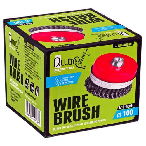 Щетка торцевая усиленная "пучки крученой проволоки" 100мм, М14х2 Alloid (WB-20100U)