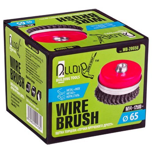 Щетка торцевая усиленная "пучки крученой проволоки" 65мм, М14х2 Alloid (WB-2065U)