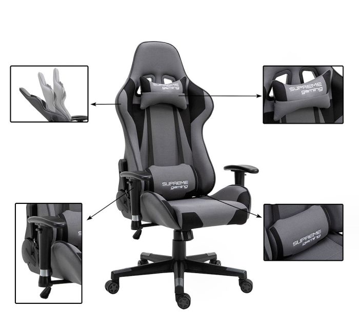 Компьютерное кресло из ткани PlayMaker Supreme Gaming 94561 Серо-черный, Zenga ткань