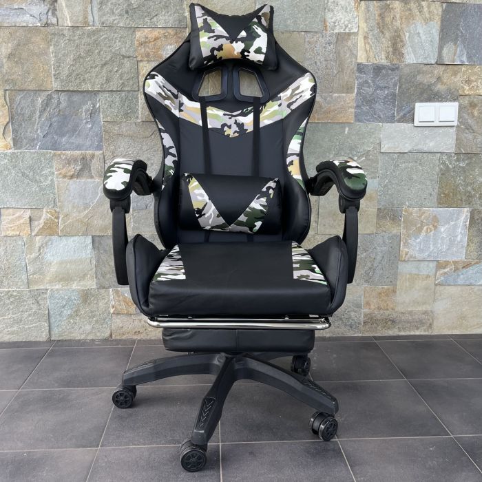 Компьютерное кресло PRESTIGE Черное с камуфляжными вставками Хаки, Prestige, экокожа
