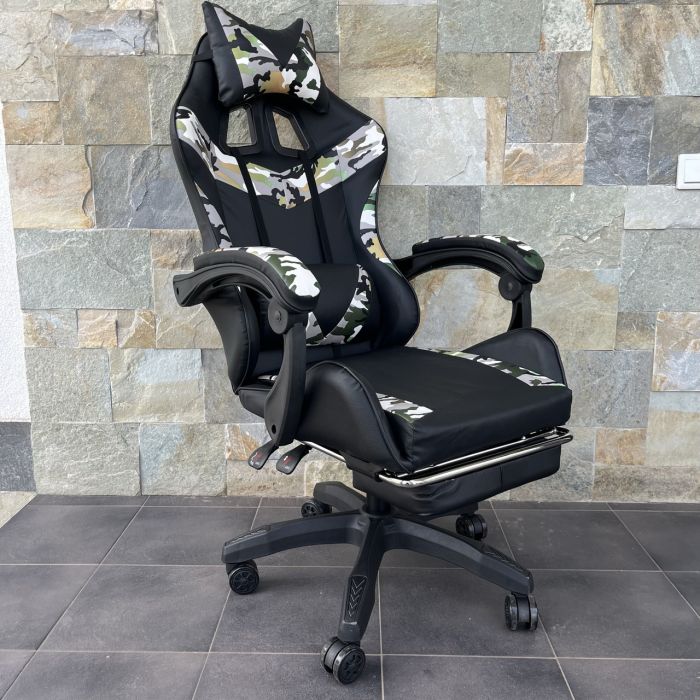 Компьютерное кресло PRESTIGE Черное с камуфляжными вставками Хаки, Prestige, экокожа