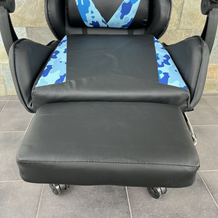 Компьютерное кресло PRESTIGE Черное с голубыми камуфляжными вставками, Prestige, экокожа