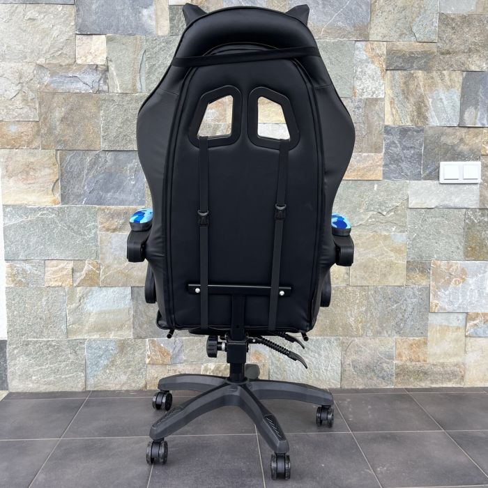 Компьютерное кресло PRESTIGE Черное с голубыми камуфляжными вставками, Prestige, экокожа