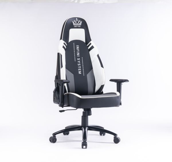 Компьютерное кресло Infini System G21 Черно-бело-серый, Zenga экокожа