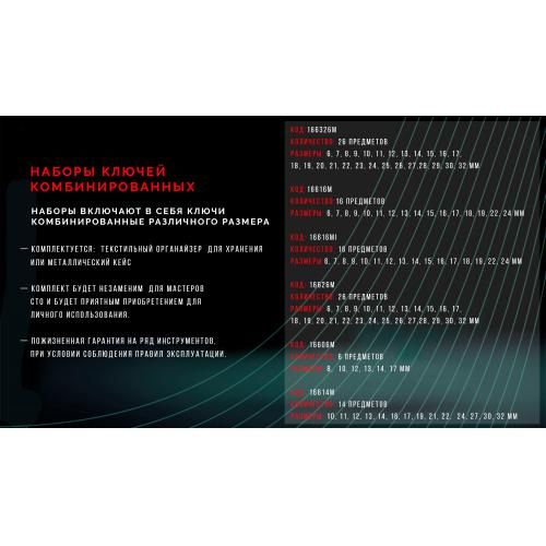 Набор ключей комбинированных 26 пр. 6-32 мм лента (16626M) HANS (16626М)