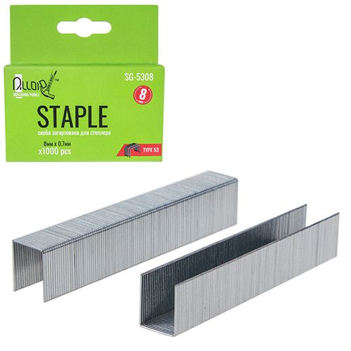 Скоба закаленная для строительного степлера 8мм х 0,7мм, тип 53 (1000 шт.) Alloid