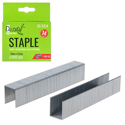 Скоба закаленная для строительного степлера 14мм х 0,7мм, тип 53 (1000 шт.) Alloid