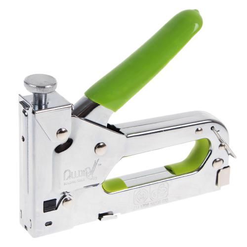 Степлер строительный для скоб 4-14мм + 200скоб 8мм (хром) Alloid