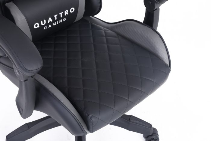 Компьютерное кресло с карбоновыми вставками CARBON Quattro Gaming Черно-серый, Zenga экокожа