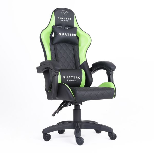 Компьютерное кресло с карбоновыми вставками CARBON Quattro Gaming Черно-зеленый, Zenga экокожа