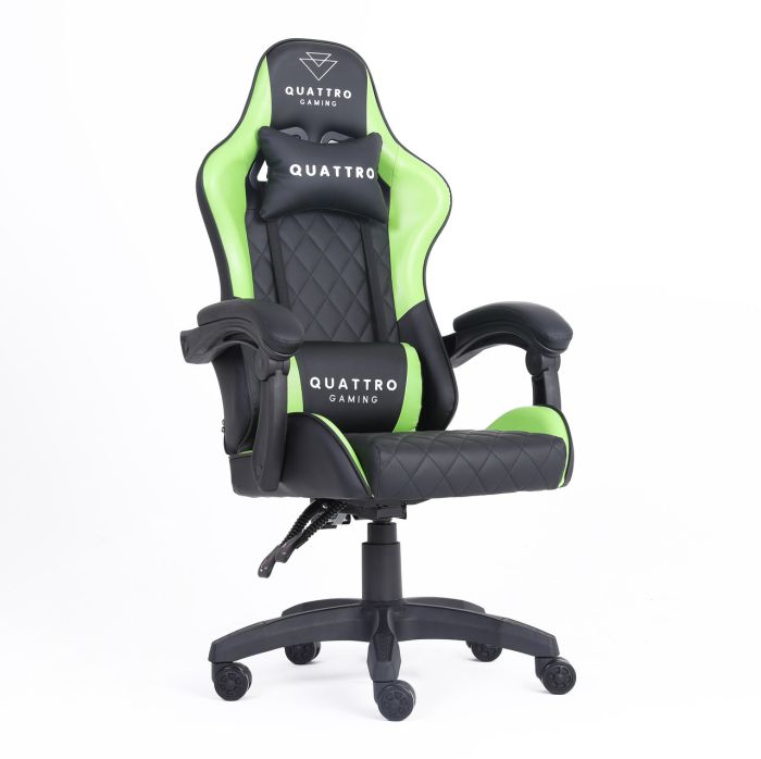 Компьютерное кресло с карбоновыми вставками CARBON Quattro Gaming Черно-зеленый, Zenga экокожа