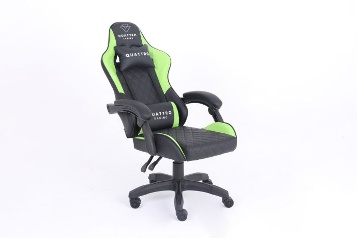 Компьютерное кресло с карбоновыми вставками CARBON Quattro Gaming Черно-зеленый, Zenga экокожа