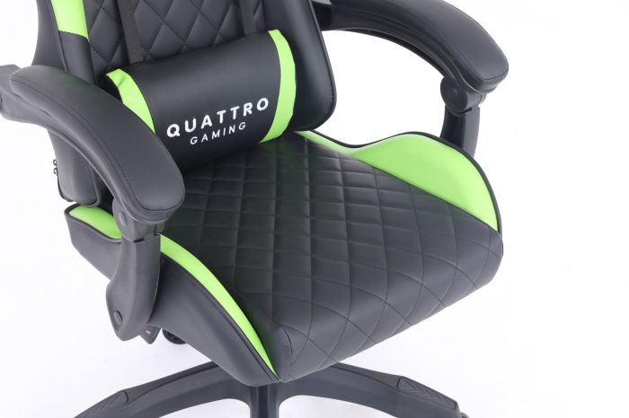 Компьютерное кресло с карбоновыми вставками CARBON Quattro Gaming Черно-зеленый, Zenga экокожа
